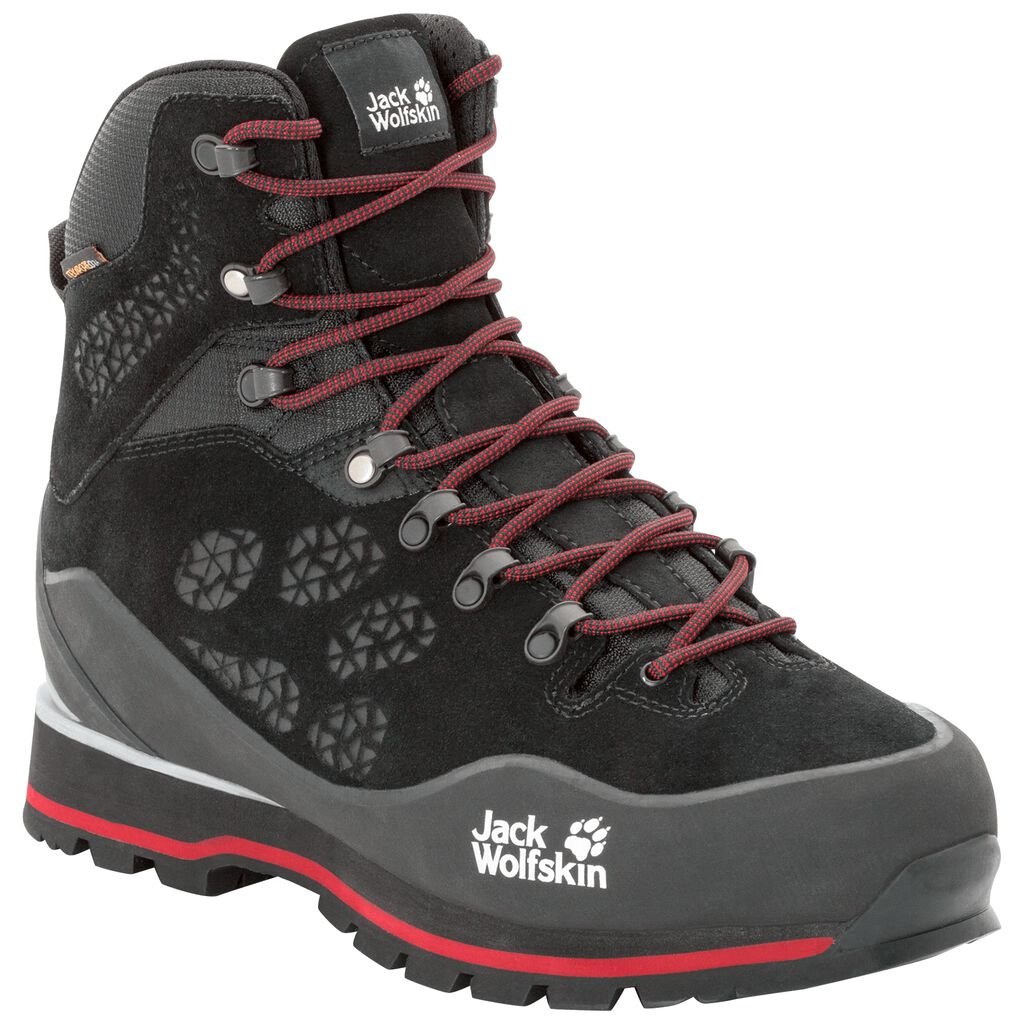 Jack Wolfskin WILDERNESS PEAK TEXAPORE MID Chaussures Homme Noir/Rouge - DWBMSQV-52